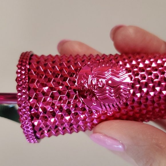 Starbucks cold cup ornament key chain metallic pink magenta Christmas Collect - Picture 5 of 7